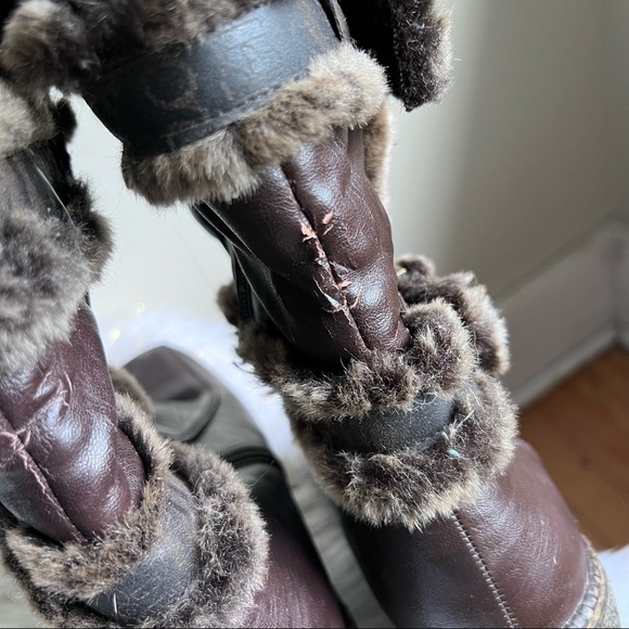 DPN Collection brown fur lined wedge boots shoes 10M - Picture 8 of 14
